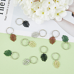 4 Sets Monstera Leaf Alloy Pendant Keychain&nbsp;KEYC-FH0001-40