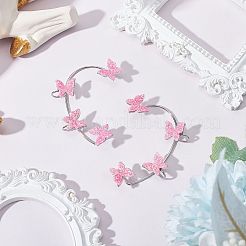 2Pcs 2 Styles Bling Butterfly Cuff Earrings&nbsp;EJEW-SC0001-26B