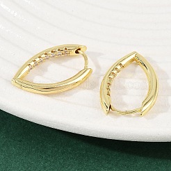 Brass Micro Pave Clear Cubic Zirconia Horse Eye Hoop Earrings&nbsp;EJEW-G446-04B-G