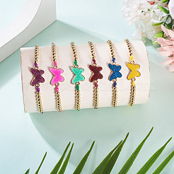 6Pcs 6 Colors Alloy Enamel Link Bracelets&nbsp;BJEW-TAC0043