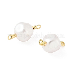 White ABS Plastic Imitation Pearl Round Connector Charms&nbsp;KK-C097-03G