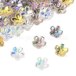 70Pcs 5 Colors Transparent Electroplate Glass Bead Caps&nbsp;EGLA-FS0001-55