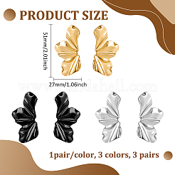 3 Pairs 3 Colors Alloy Stud Earrings&nbsp;EJEW-HY0001-53
