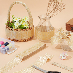 Polyester Jacquard Flower Ribbons&nbsp;SRIB-WH0011-167C