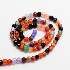 Faceted Natural Agate Round Beads Strands&nbsp;G-E318C-4mm-08