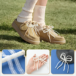 Brass & ABS Imitation Pearl & Rhinestone Boot Strap Chains and Resin Imitation Pearl Shoe Charms and Polyester Lace Cord Shoelace&nbsp;HJEW-SW00411