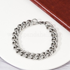 304 Stainless Steel Cuban Link Chain Bracelets for Women Men&nbsp;LS-BJEW-D304-01P