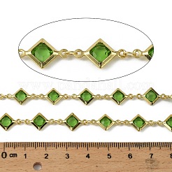 Brass Glass Rhombus Link Chains&nbsp;CHC-R001-05G-03