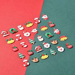 48Pcs 12 Styles Christmas Theme Opaque Resin Pendants&nbsp;RESI-FS0001-73