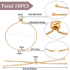 10Pcs Adjustable 304 Stainless Steel Slider Bracelets Making&nbsp;STAS-HY0001-41