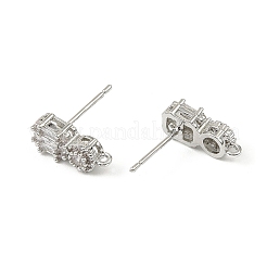 Brass Micro Pave Clear Cubic Zirconia Stud Earring Findings&nbsp;LS-KK-C107-06P