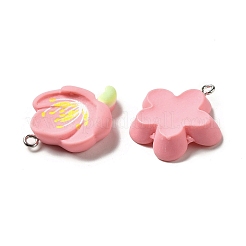 Opaque Resin Peach Blossom Pendants&nbsp;RESI-G093-02