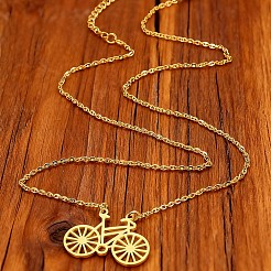 304 Stainless Steel Bicycle Pendant Necklaces for Men Women&nbsp;WGD5F94-01