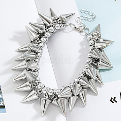 Hip-Hop Punk Goth CCB Plastic Spike Cone Charm Bracelets for Men&nbsp;WG608C0-01