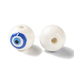 White Base Blue Evil Eye Hand Painted Ceramic Porcelain Beads&nbsp;PR-CBA3F2D-04A