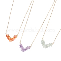 3Pcs 3 Styles Natural Green Aventurine & Amethyst & Carnelian Faceted Round Beaded Arrow Pendant Brass Cable Chain Necklaces&nbsp;NJEW-TA00207