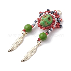 Seed Glass & Synthetic Turquoise Pendant&nbsp;PALLOY-MZ00243-02