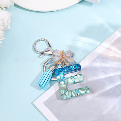 1Pc Resin Letter & Acrylic Butterfly Tassel Keychains&nbsp;KEYC-GF0001-19D