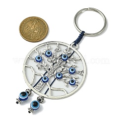 Alloy with Resin Evil Eye Charms Keychains&nbsp;KEYC-JKC00619-05