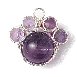4Pcs 4 Styles Copper Wire Wrapped Natural & Synthetic Mixed Gemstone Faceted Beaded Pendants&nbsp;PALLOY-TA00168-02