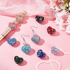 10Pcs 10 Color Heart Handmade Polymer Clay Rhinestone Beads&nbsp;CLAY-PH0001-90