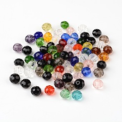 Faceted Rondelle Transparent Glass Beads&nbsp;GLAA-R152-8mm-M1