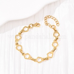304 Stainless Steel Flower Link Chain Bracelets for Women&nbsp;BJEW-F536-23G
