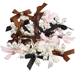 20Pcs 5 Colors Polyester and Resin Pearl Bowknot Ornament Accessories&nbsp;DIY-SP0004-76