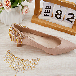 2Pcs Alloy & Glass Rhinestones Tassel Shoe Decoration Chain&nbsp;FIND-GF0005-26