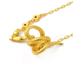 Brass Snake & Cubic Zirconia Pendant Necklaces&nbsp;NJEW-H170-01G