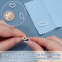 2Pcs 2 Styles 925 Sterling Silver Spring Gate Rings&nbsp;STER-UN0001-55