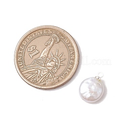 Natural Keshi Pearl Flat Round Charms&nbsp;PALLOY-JF05077-02