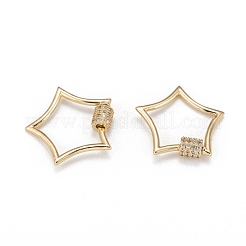 Brass Micro Pave Clear Cubic Zirconia Screw Carabiner Lock Charms&nbsp;ZIRC-T010-07G