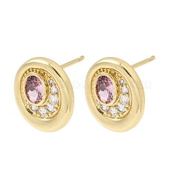 Brass Micro Pave Cubic Zirconia Stud Earrings&nbsp;EJEW-G471-13G
