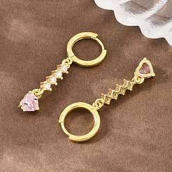 Brass Micro Pave Cubic Zirconia Hoop Dangle Earrings&nbsp;KK-CBA8324-07G-01