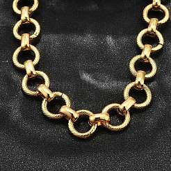 304 Stainless Steel Twisted Ring Link Chain Necklaces&nbsp;NJEW-R023-12G