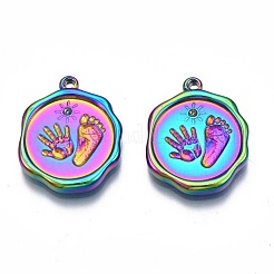 Rack Plating Rainbow Color 304 Stainless Steel Pendant Rhinestone Settings&nbsp;STAS-N098-034