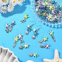 42Pcs 21 Styles Dyed Synthetic Turquoise Starfish & Alloy Sea Animals Pendants&nbsp;FIND-SC0019-12