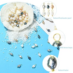 10Pcs Natural Cultured Freshwater Pearl Rice Charms&nbsp;PALLOY-YW00075