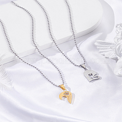 1 Set Stainless Steel Couple Heart Pendant Ball Chain Necklaces for Women Men&nbsp;NJEW-LP0001-61C
