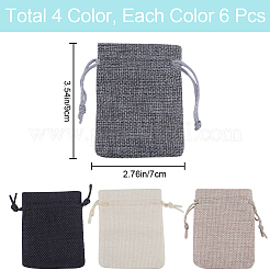 24Pcs 4 Colors Burlap Packing Pouches Drawstring Bags&nbsp;ABAG-BBC0001-08