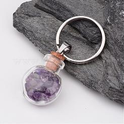 Mixed Shapes Glass Bottle with Gemstone inside Keychain&nbsp;KEYC-JKC00070