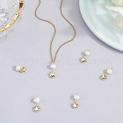 6Pcs Brass & Natural Pearl Heart Pendants&nbsp;KK-BBC0019-31