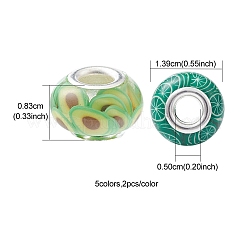 10Pcs 5 Colors Transparent Resin European Rondelle Beads&nbsp;RPDL-YW0001-07A