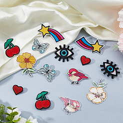 14Pcs 7 Styles Embroidery Cloth Brooches&nbsp;JEWB-FH00047