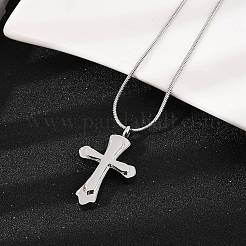 304 Stainless Steel Cross Pendant Pet Urn Ashes Necklaces&nbsp;NJEW-S455-02P