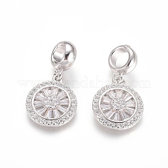 Brass Micro Pave Cubic Zirconia European Dangle Charms&nbsp;X-ZIRC-E163-19P