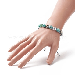 Natural & Synthetic Mixed Gemstone Round Braided Bead Bracelet&nbsp;BJEW-JB09274