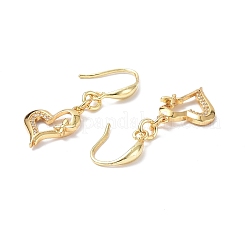 Clear Cubic Zirconia Heart with Butterfly Dangle Earrings&nbsp;EJEW-B017-09G