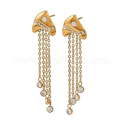 304 Stainless Steel Micro Pave Cubic Zirconia Dangle Stud Earrings for Women&nbsp;SA-CBAABBA-01G